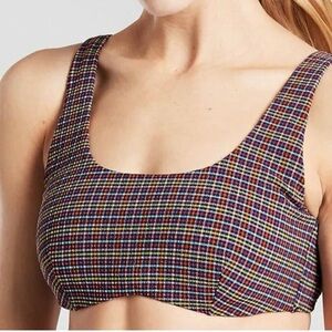 Athleta Multicolor Seersucker Scoop Bikini Top Size 36B/C